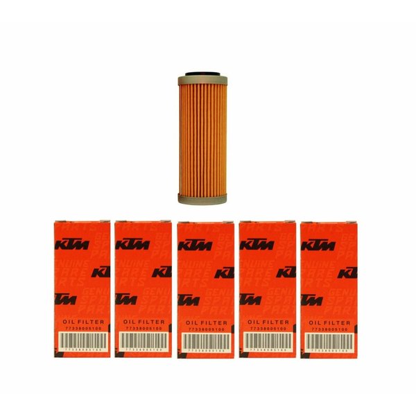 NEW OEM KTM OIL FILTERS 5 PACK 350 400 450 500 530 EXC-F SX-F XC-F XCF-W FACT. ED 2008-2018 5X 77338005100