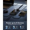 Baseus Blade Charging Station 140W, 6-in-1 Compact USB C Power Strip with 5ft Detachable Flat Extension Cord, Digital Display, Slim Fast Desktop Charger for Work and Travel (Not a Portable Battery)