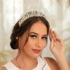 Formery Pearls Halo Crown Headpiece Silver Crystal Goddess Costume Tiara Headband Wedding Festival Photo-shoot Handmade Pearl Bridal Hair Accessories for Women and Girls