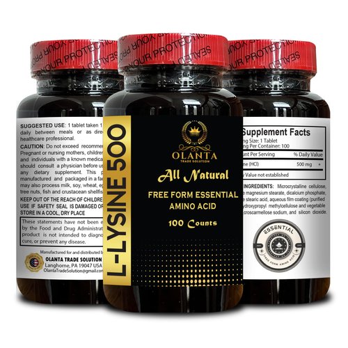 L-LYSINE 500 - organic immune support supplement, amino acids supplement powder, energy supplements for men, Non-GMO & Gluten Free, Healthy muscle development - 2 Bottles 200 Counts