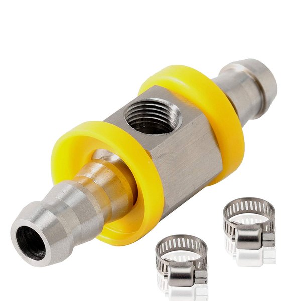 3/8 IN Fuel Line Fuel Pressure Barbed Push Lock T-Fitting Adapter with 1/8-27 NPT Sensor Port (3/8)