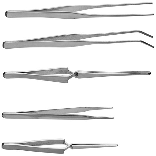 Steelman 5-Piece Utility Tweezer Set for Automotive, Electronics, and Hobby Use, Includes Angled, Self-Closing, Heat-Resistant, and Pointed Tips