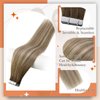 Full Shine 20 Inch Tape in Real Human Hair Balayage Color 3 Fading to 8 Highlighted 22 Medium Blonde Tape Hair Extensions Seamless Invisible 50 Grams Skin Weft Glue in Hair Extensions 20Pcs