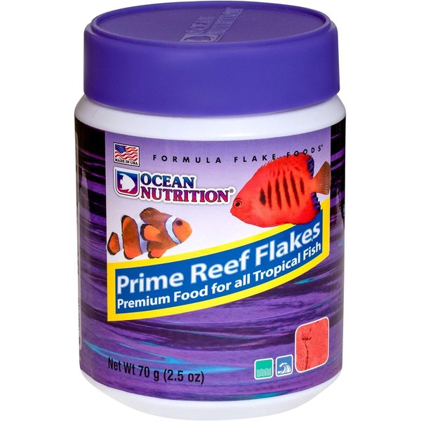 Ocean Nutrition Prime Reef Flakes Fish Food 2.5 Ounces (71 Grams) Jar | Saltwater Marine Aquarium Flake Food for Reef Aquariums | Angelfish Clownfish Damsels Gobies Crabs Shrimp Corals