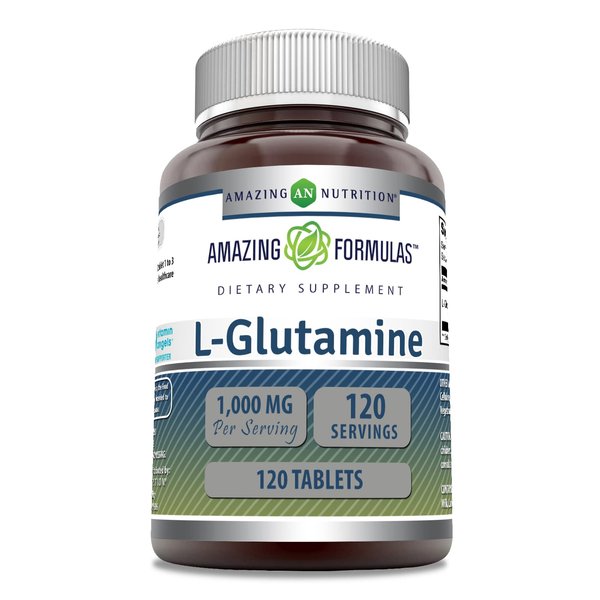 Amazing Formulas L Glutamine 1000mg 120 Tablets | Amino Acid Supplement for Men & Women | Non-GMO | Gluten Free | Made in USA