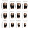 Gold French Tip on Nails Short Square Press on Nails Black Fake Nails Glitter Design Glue on Nails Acrylic 24 Pcs False Nails for Women Girls