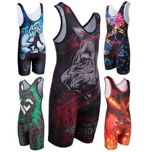 KO Sports Gear - Unisex Wrestling Singlet (Lion of Judah, Adult X-Small)