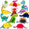 Mocoosy 12 Pack Dinosaur Party Honeycomb Centerpieces for Table Decorations, Little Dinosaur Center Piece Table Topper Signs for Kids T-Rex Dinosaur Theme Birthday Party Supplies Baby Shower Decor