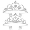 Lurrose Rhinestone Tiara Crown, Crystal Tiara Wedding Bridal Birthday Pageant Princess Tiara Crown Headband, 2Pack