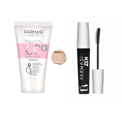 Farmasi Makeup CC Cream 03 (Medium), Pure, Natural and Flawless Finish, Great Results Every Time, Medium to Full Coverage, All-Day Hold, All Skin Types, 50 mL-Zen Mascara Extension Lash-0.27 fl.oz