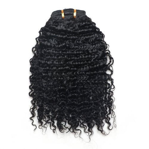 Luwigs Afro Kinky Curly 3B 3C Clip in Hair Extensions for Black Women Real Brazilian Virgin Human Hair Clip Ins Natural Color 7pcs/set (14 inches, 3B 3C Afro Kinky Curly)