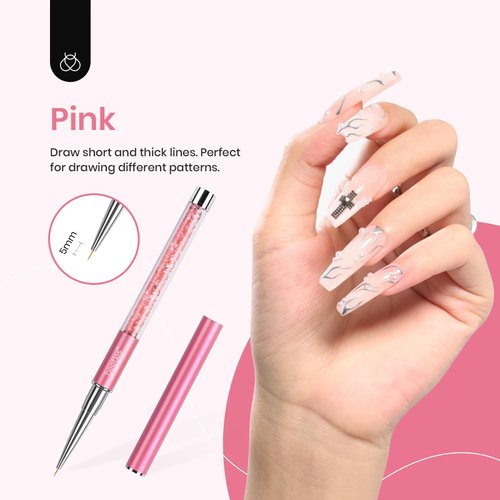 Beetles Gel Polish Nail Art Liner Brushes 5Pcs Painting Art Design Pen Set Diamond Application Rhinestone Handle Dotting Drawing Sizes 5 7 9 11 20mm Nail Art Design New Year Gift for Women