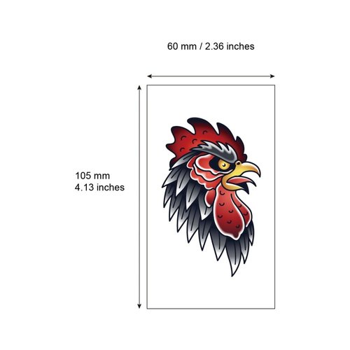 SanerLian Cock Chicken Temporary Tattoo Sticker Red Waterproof Teens Girls Boys Kids Party Favor Makeup Set of 5 (SF4513)