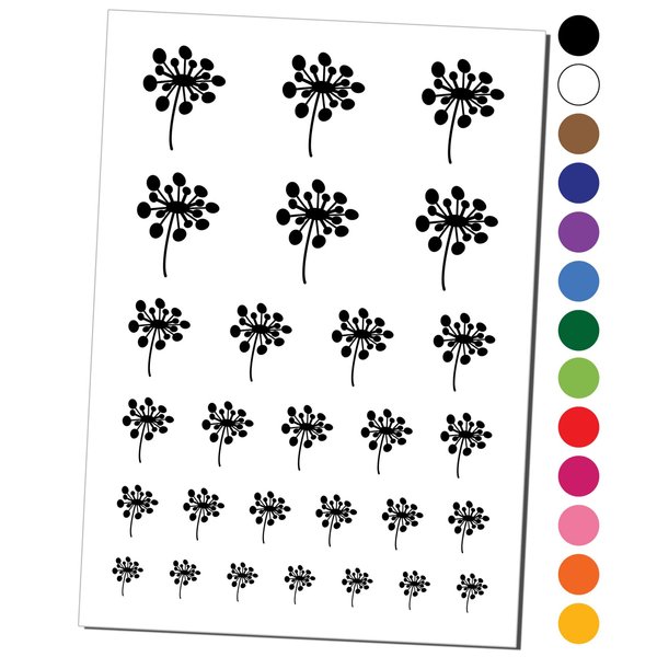 Dandelion Abstract Doodle Temporary Tattoo Water Resistant Fake Body Art Set Collection - Brown (One Sheet)