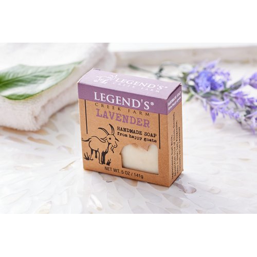 Legend's Creek Farm Goat Milk Soap - Cleansing Moisturizing Soap Bar for Hands and Body - 5 Oz Creamy Lather, Nourishing, Gentle Natural Soap for Sensitive Skin, Handmade in USA (Lavender, Pack of 1)