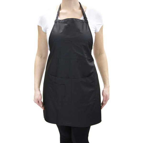CHARLENE Adjustable Vinyl Apron with Personalization Waterproof Chemical Proof for Salon Stylist Nail Grooming Skin Care (Black)