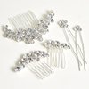Sparkly Wedding Hair Combs, 5PCS Crystal Flwoer Hair Clips Bride Bridesmaid Hair Sides Comb Rhinestone Barrettes, Crystal Flower Hair Pins Hair Accessories for Women Girls (White)