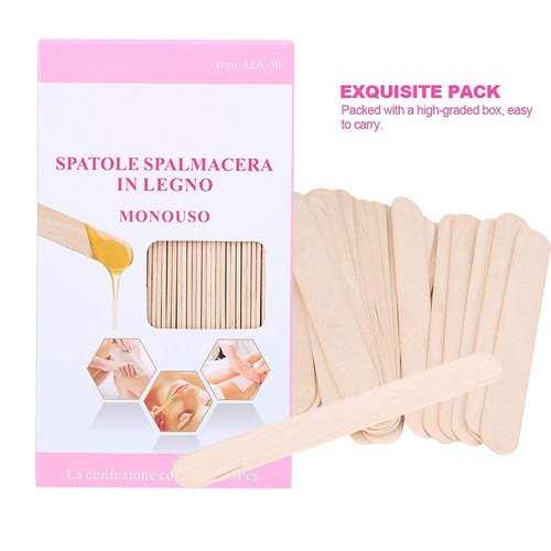 Hair Removal Hard Wax Beans 50pcs Wooden Wax Spatula Tongue Depressor Disposable Facial Mask Hair Remove Cream Applicator Wax Spatula Tongue Depressor Disposable Stick Underarms Back and Chest