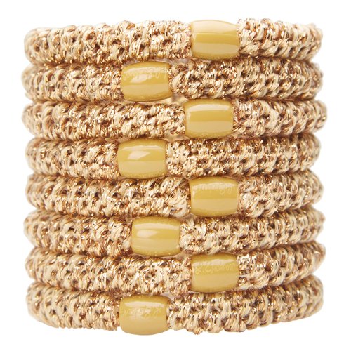 L. Erickson Grab & Go Pony - Metallic Dark Gold - 8 Pack Ponytail Holder Hair Ties