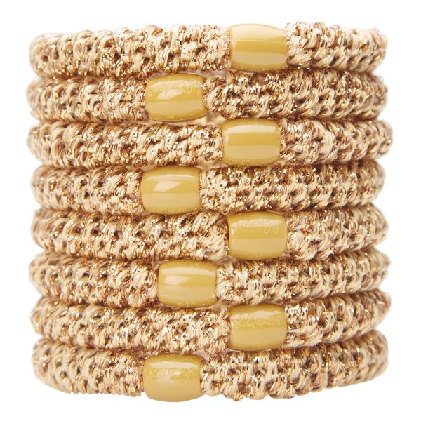 L. Erickson Grab & Go Pony - Metallic Dark Gold - 8 Pack Ponytail Holder Hair Ties