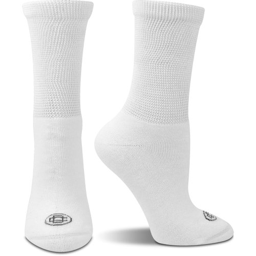Doctor's Choice Women's Diabetic Socks, Non-Binding, Circulatory, Cushioned, Crew Socks for Swollen Feet, 4 Pack, White, Shoe Size 6-10, Diabetic Socks for Women Size 9-11