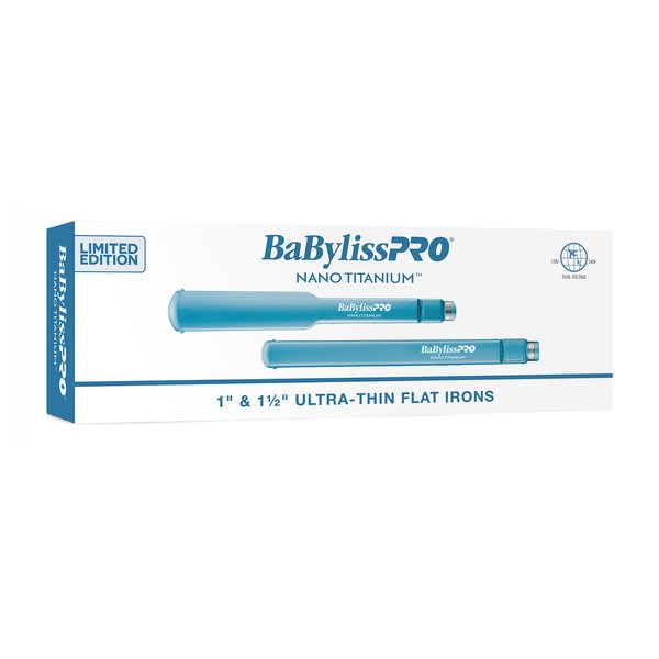 BaBylissPRO Flat Iron Hair Straightener, 1 Inch & 1-1/2 Inch Nano Titanium Prepack, Hair Styling Tools & Appliances, BNTPP57UC, Blue