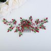 Teyglen Crystal Bride Wedding Hair Comb Green and Red Rhinestone Pearl Headband Christmas Headpiece Party Prom Xmas Hair Accessories Shiny Flower Crystal Hair Side Comb for Women Bride Girls (Silver)