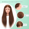 24-26’’ Cosmetology Mannequin Head with 100% Real Human Hair, 100% Human Hair Hairdresser Cosmetology Mannequin Manikin Training Head Hair and Free Clamp Holder