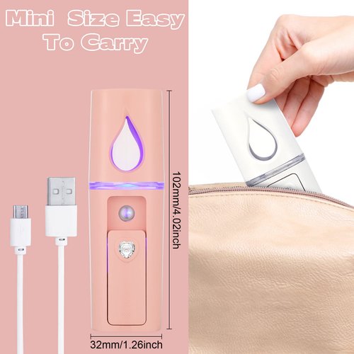 Hortsun 8 Pieces Handheld Personal Diffuser Portable Diffuser for Essential Oils Aromatherapy Diffuser Pocket Size for Desk Office Travel Car with USB Cable, White and Pink