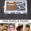 Wokape 380Pcs 2 Inch Black Bobby Pins and 2.4 Inch U Shaped Hair Pins with Black Rubber Bands Soft Elastic Bands Assortment Kit , Blonde Hair Pins for Buns Women Girls with Storage Box