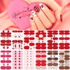 12 Sheets Valentine's Day Nail Wraps Full Stickers Nail Polish Strips, DIY Self-Adhesive Nail Art Decals Heart Kiss Love Pattern Valentine Party Decor with 2 Piece Nail Files (168 Pieces)