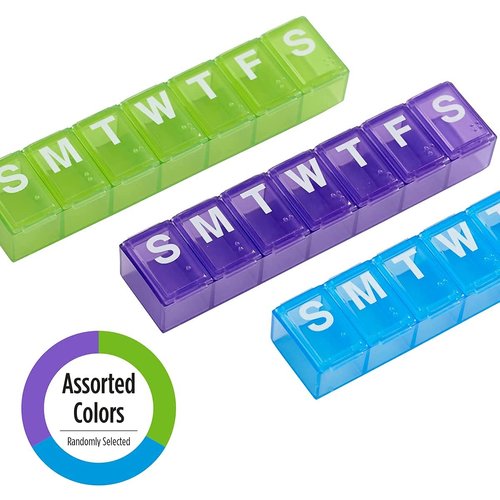 EZY DOSE Weekly (7-Day) Pill Organizer, Vitamin Case, and Medicine Box, Medium Compartments, Color May Vary