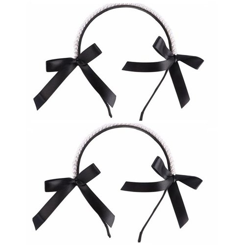 Vctitil 2 Pieces Sweet Butterfly Tie Hair Band with Cute Korean Style Hair Band All Pearl Girl Matching Headwear