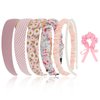 Araluky 7 Pcs Fashion Headbands for Women with Satin Scrunchies Pink Headbands for Girls Pearl Headbands for Women Trendy Padded Headband Thin Headbands for Women Croquette Aesthetic Cute Accessories