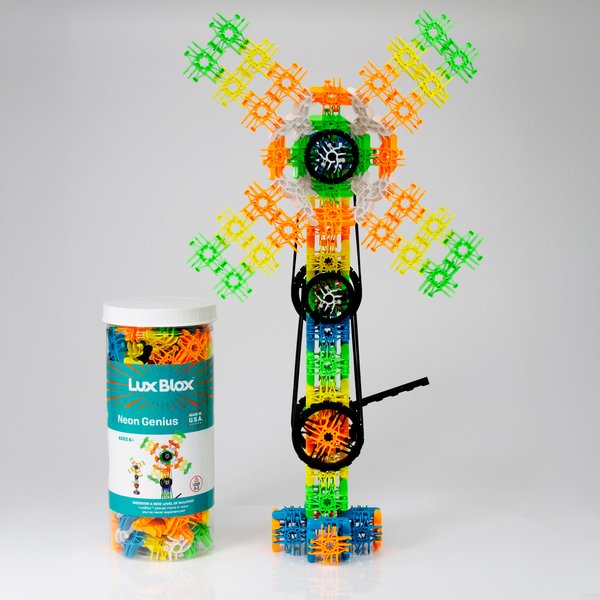 Lux Blox Neon Genius: Construction Blocks for Future Engineers! Fun Educational Toy for Kids.. Boys Girls 6 and up. STEAM STEM Creative Learning Blocks. Gift Toy Children