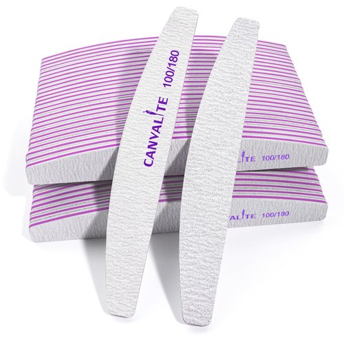 Canvalite 50 PCS Nail File Professional Nail Files Reusable Double Sided Emery Board(100/180 Grit) Nail Styling Tools for Home and Salon Use