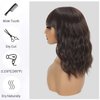 LOVENIA 14" Dark Brown Wig Short Wave Hair Wig for Women Bangs Wig for Beginners Synthetic Curly Wig Body Wave Hair Wig Chocolate Brown Wig Brunette Wig Synthetic Costume Wig(Dark Brown)