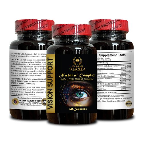 Vision Support Capsules- Turmeric Powder Organic - Vision Support for Eyes – Lutein, Bilberry & Zinc Blend - Complete Vision Support - 2 Bottles 120 Capsules