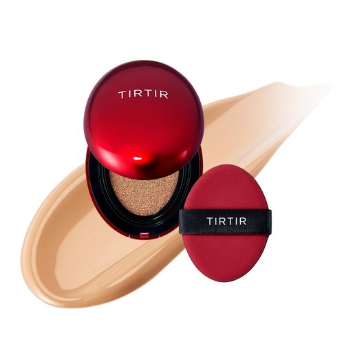 [*Mini Size*] TIRTIR Mask Fit Red Cushion Foundation | Long-Lasting, Lightweight, Buildable Coverage, Semi-Matte Finish, Korean Cushion Foundation (#27C Cool Beige, 0.15 Fl Oz)