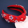 mokkia 4th of July Headband for Women American Flag Star Knotted Headbands Red White and Blue Rhinestone Crystal Top Knot Headbands Patriotic 4th of July Accessories Party Favors (American Star 9)