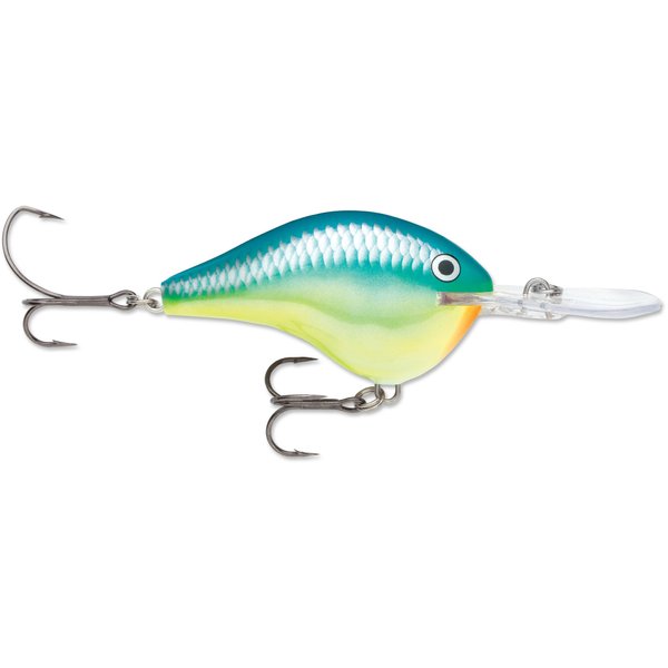 Rapala Dives-to Series Custom Ink Lure, Freshwater, Size 20, 2 3/4" Depth, 2#2 Treble Hooks,Caribbean Shad, Per 1