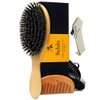 Belula Soft Bristle Brush Set for Men - Hairbrush for Thin, Normal and Short Hair, Wooden Comb, 2 Palm Brushes & Travel Bag Included