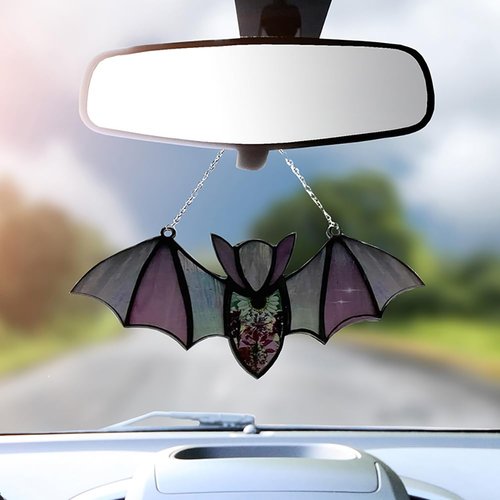 Goth Car Accessories for Women, Bat Car Hanging Accessories, Cute Rear View Mirror Decor, Black Bat Car Ornaments Charm for Women, Car Interior Decorations for Girls and Women(Bat 1)