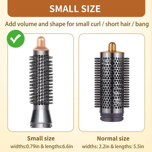 Small Round Volumizing Brush for Dyson Airwrap, Small Round Brush Attachment Compatible with Dyson Airwrap HS05 HS01 for Fluff Up, Volumize and Styling Hair (Gold)