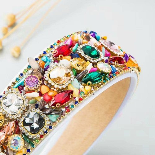 MUQINGWAN Ladies Fashion Headband, Personality Rhinestone Decoration Candy Color Headband Girls Headband Party Headband Accessories Accessories Jewelry… (iridescent)