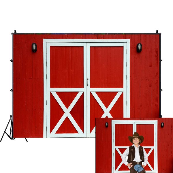 7×5ft Western Cowboy Backdrop Red Wood Plank Rustic Wooden Barn Door Backdrop Farmhouse for Baby Shower Kids Child Boy Birthday Party Supplies Decorations Background Banner Props (red)