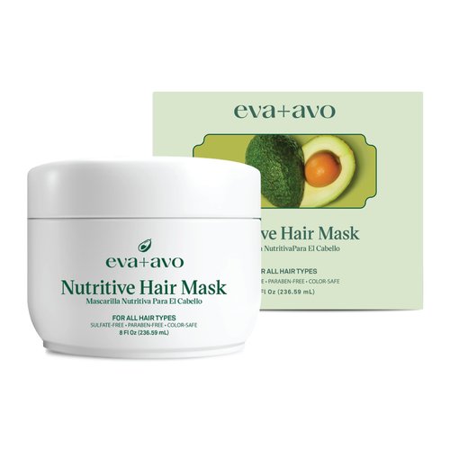 Eva + Avo Deep Conditioning Hair Mask - Hydrating Hair Mask with Avocado –Nourishing Hair Mask for Dry Damaged Hair – Paraben and Sulfate-Free – 8 Fl Oz
