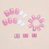 Extra Short Press on Nails Square SWEKKE Fake Nails Pink Full Cover Flower False Nails with Designs Glitter Glossy Glue on Nails Cute Acrylic Nails Artificial Nails for Women Girls 24 Pcs