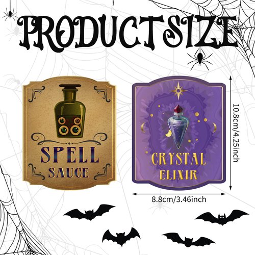 80 Pcs Creepy Halloween Animal Apothecary Bottle Labels Stickers Medicine Bottle Label Laminated Ready to Use for Party Decoration Party Gifts and Photo Props (Cool)