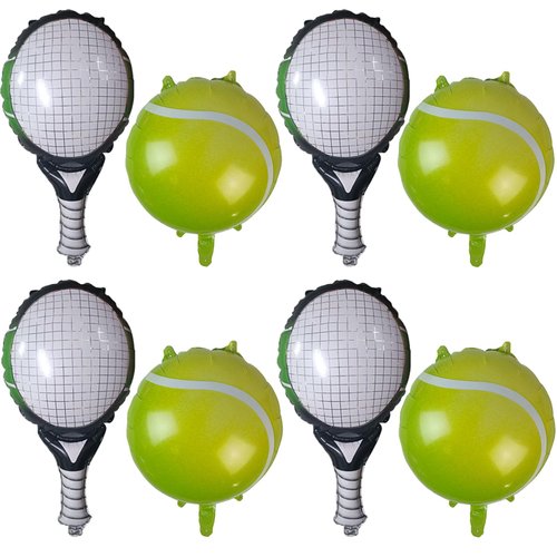 8Pcs Tennis Party Balloons Decorations, Tennis Ball Foil Balloons Tennis Racket Mylar Balloons for Men Women Kids Sports Tennis Themed Party Decorations Supplies